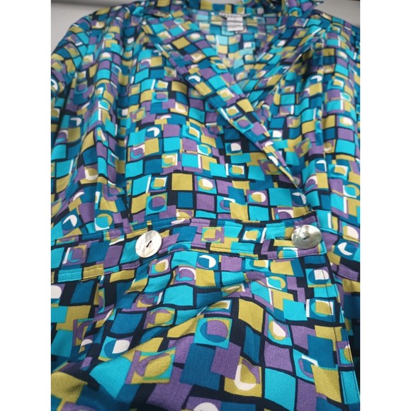 Robbie Bee 100% Silk Sz 10 Maxi Shirt Dress Check Blue Lined Belt Buttoned - Picture 4 of 16